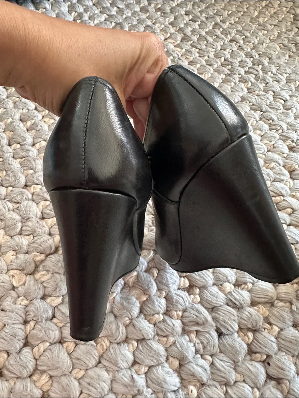 Prada peep toe wedge booties authentic size 37.5 black